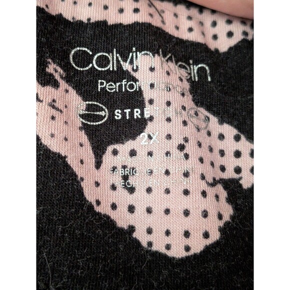 Calvin Klein Performance Stretch Top Women's 2X Black Pink Abstract Athleisure - Picture 3 of 10